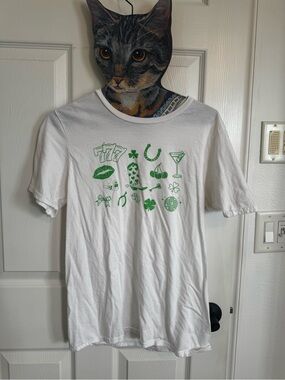 Tilly's White Graphic Tee with Black Tag Print
